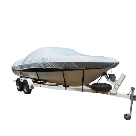 Bromas Poly-Flex Polyester Flex-Fit No.2 Boat Cover for V-Hull Fishing Inboard or Outboard Runabouts, Grey BR2217504